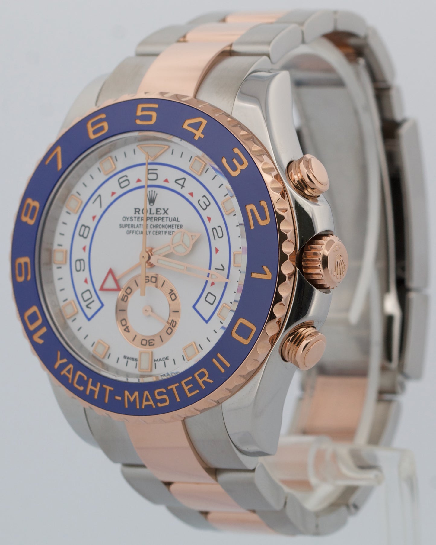 Rolex Yacht-Master II WHITE Two-Tone Steel NEW HANDS 18K Rose Gold 44mm 116681