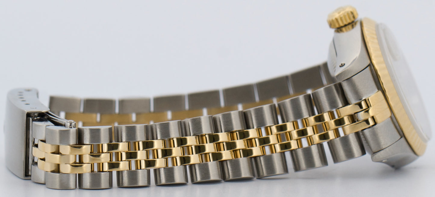 Ladies Rolex DateJust 26mm CHAMPAGNE 18K Yellow Gold Steel JUBILEE Fluted 69173