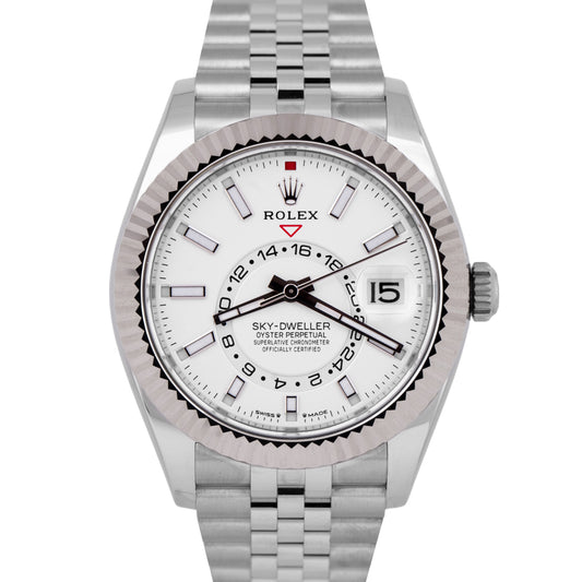 NEW SEPT 2025 PAPERS Rolex Sky-Dweller White 42mm JUBILEE Steel Watch 336934 BOX