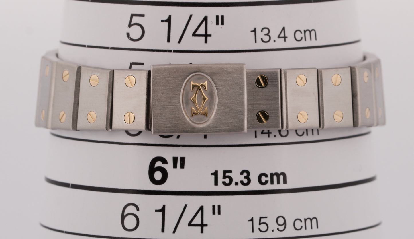 Ladies Cartier Santos IVORY ROMAN 18K Gold Stainless AUTOMATIC 24mm Watch 0902