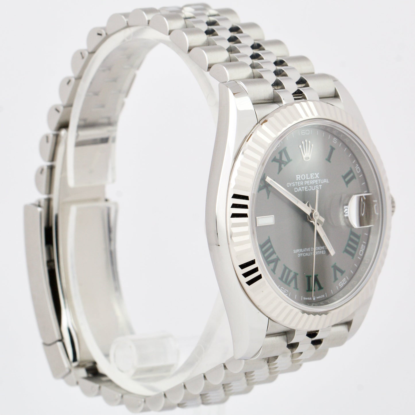 NEW MAY 2023 Rolex DateJust 41 WIMBLEDON Fluted Steel Watch JUBILEE 126334 B+P