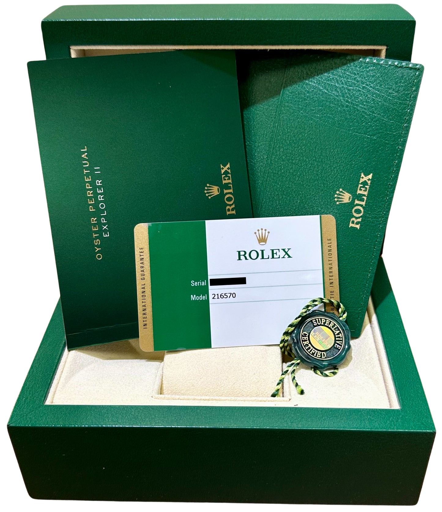 MINT Rolex Explorer II Black Dial PAPERS 216570 42mm Steel Orange GMT Watch B+P