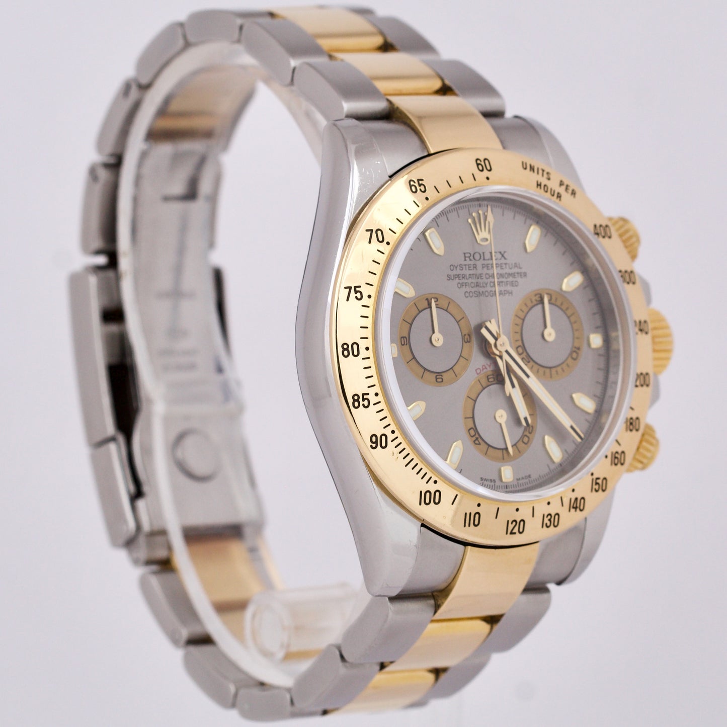 UNPOLISHED Rolex Daytona Cosmograph 40mm SLATE 18K Gold Steel REHAUT 116523