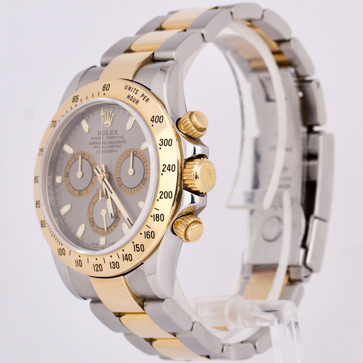 UNPOLISHED Rolex Daytona Cosmograph 40mm SLATE 18K Gold Steel REHAUT 116523
