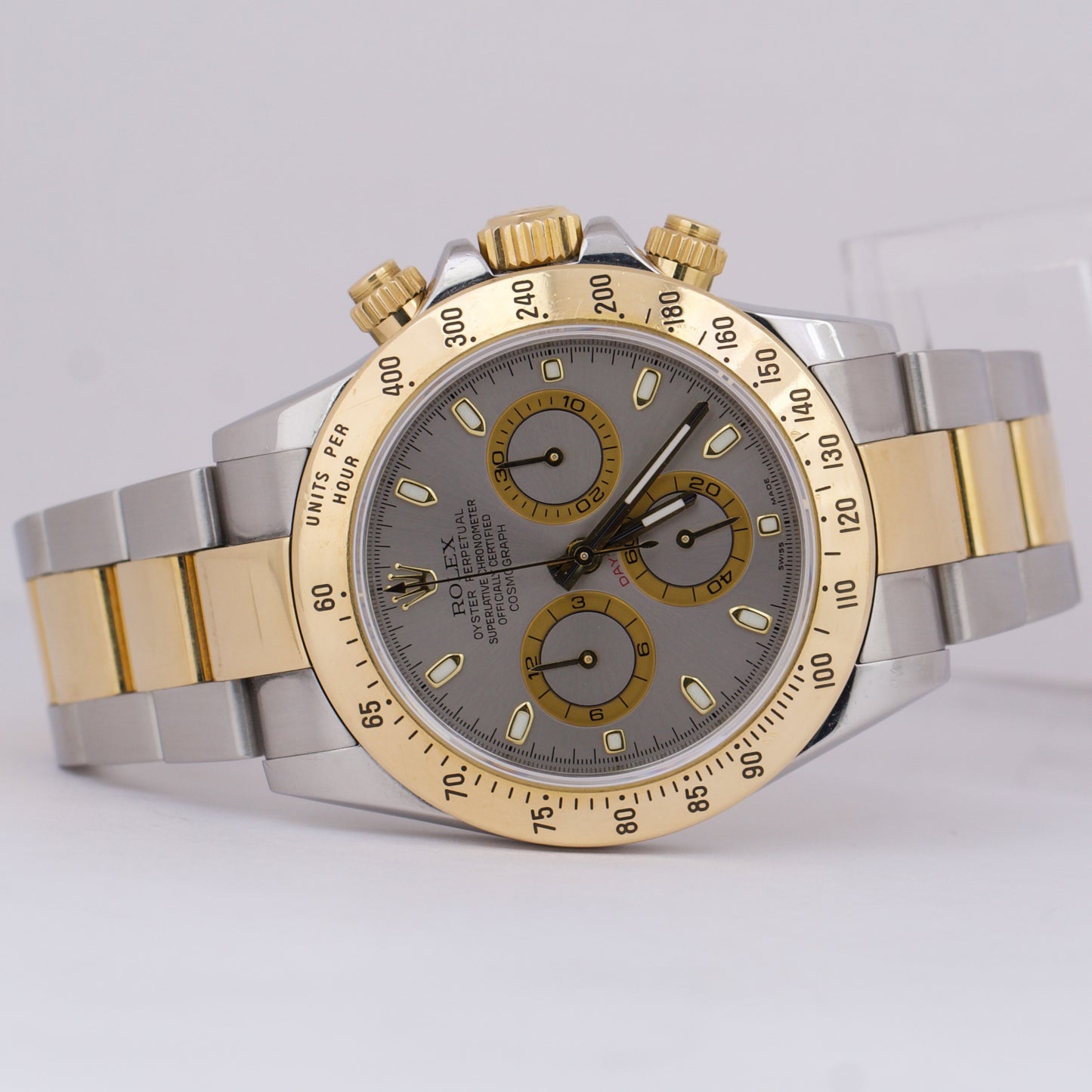UNPOLISHED Rolex Daytona Cosmograph 40mm SLATE 18K Gold Steel REHAUT 116523