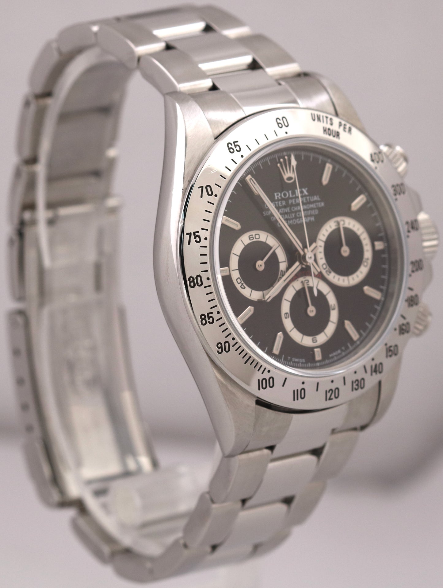 1997 Rolex Daytona Cosmograph ZENITH Stainless Steel BLACK 40mm 16520 Watch