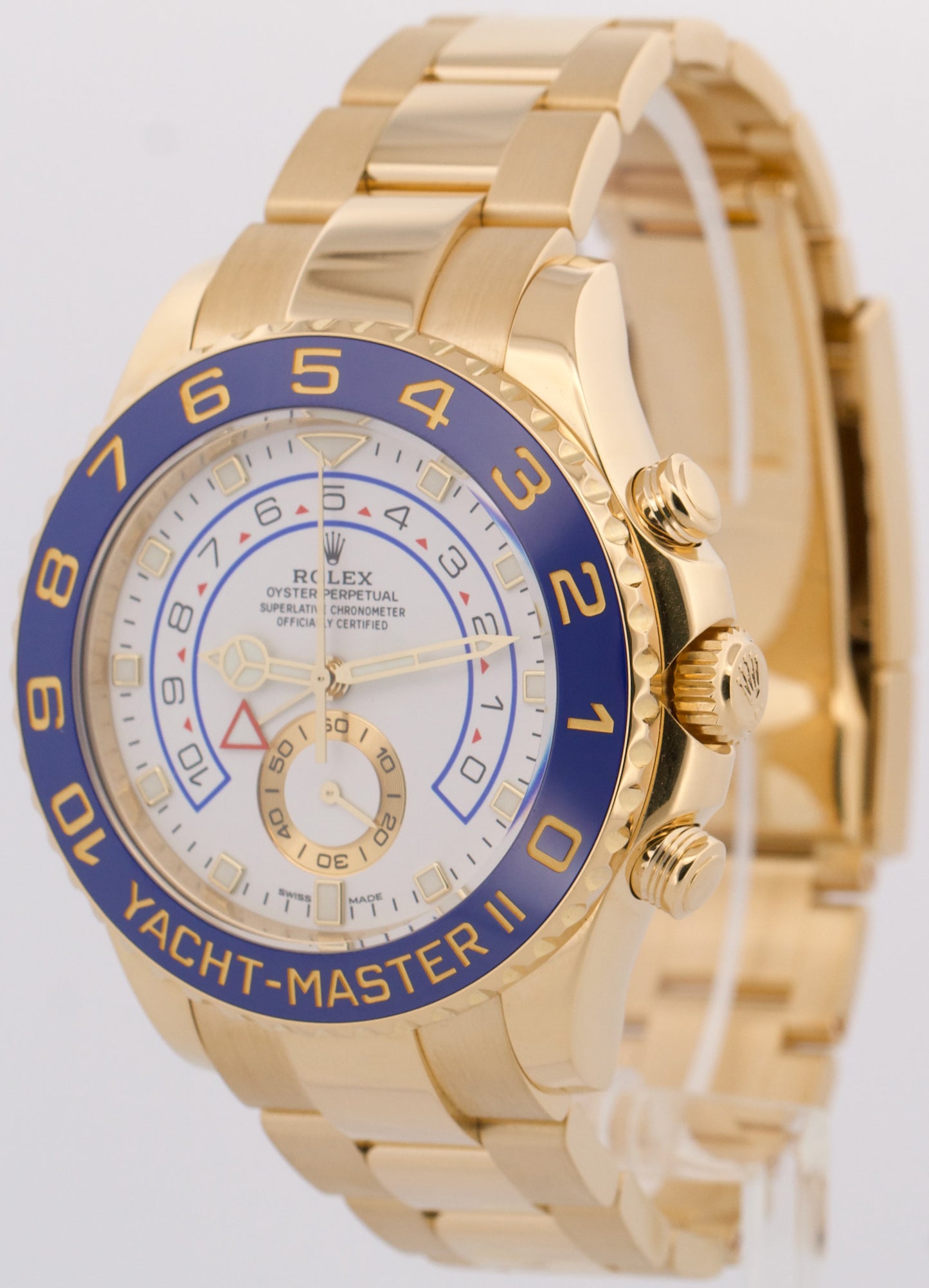 2021 PAPERS Rolex Yacht-Master II BLUE 18K Yellow Gold 44mm 116688 Watch BOX