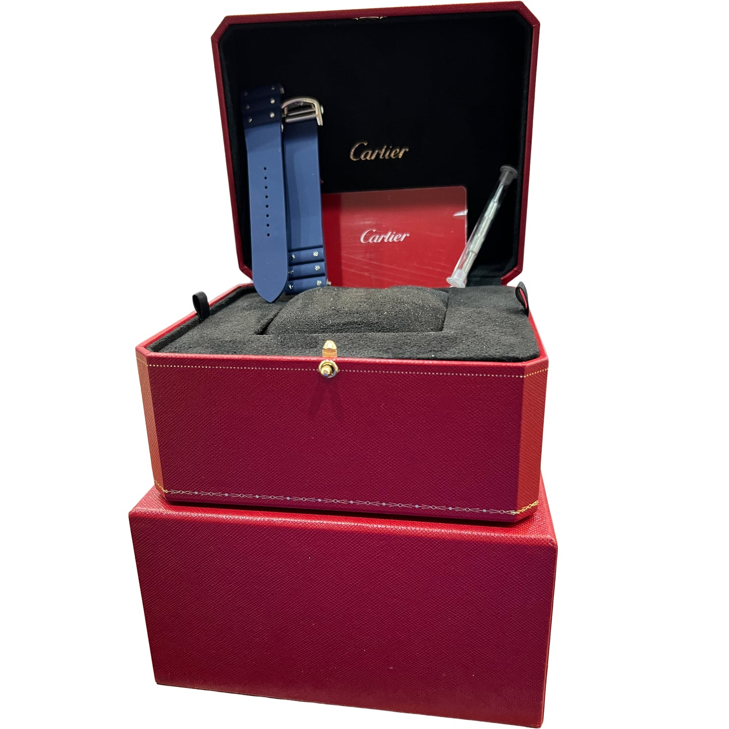 2022 PAPERS Cartier Santos 40mm BLUE PVD Stainless Steel Watch 4072 WSSA0047
