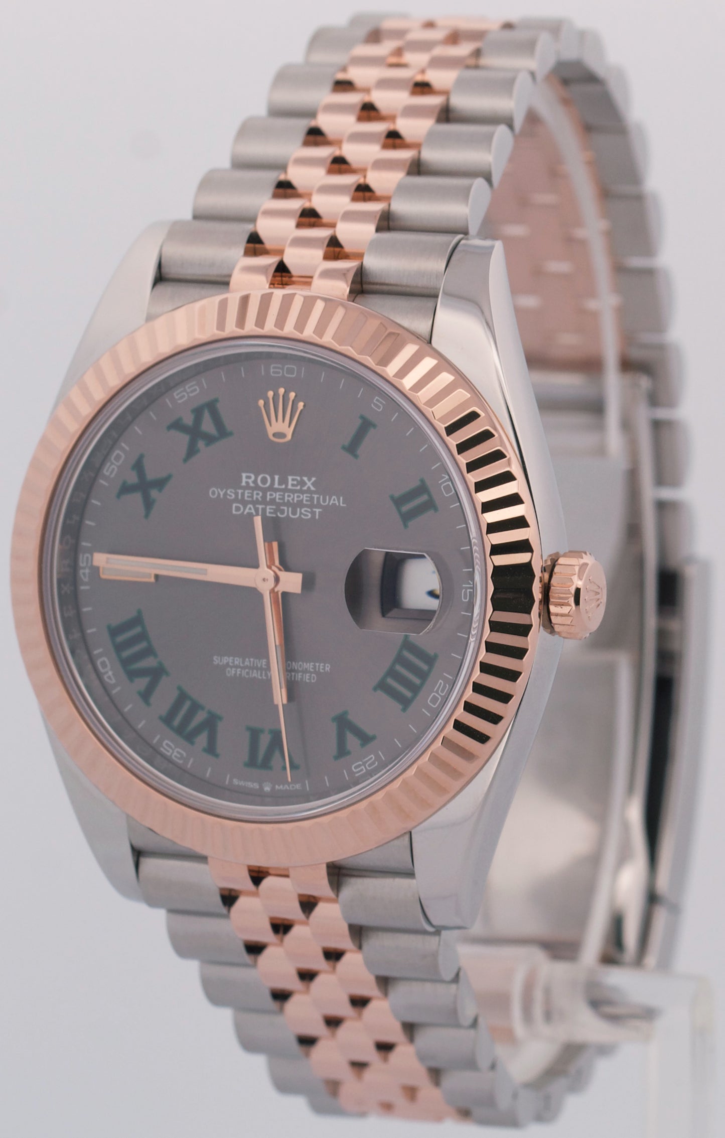 PAPERS Rolex DateJust 41mm WIMBLEDON Steel 18K Rose Gold JUBILEE 126331 BOX