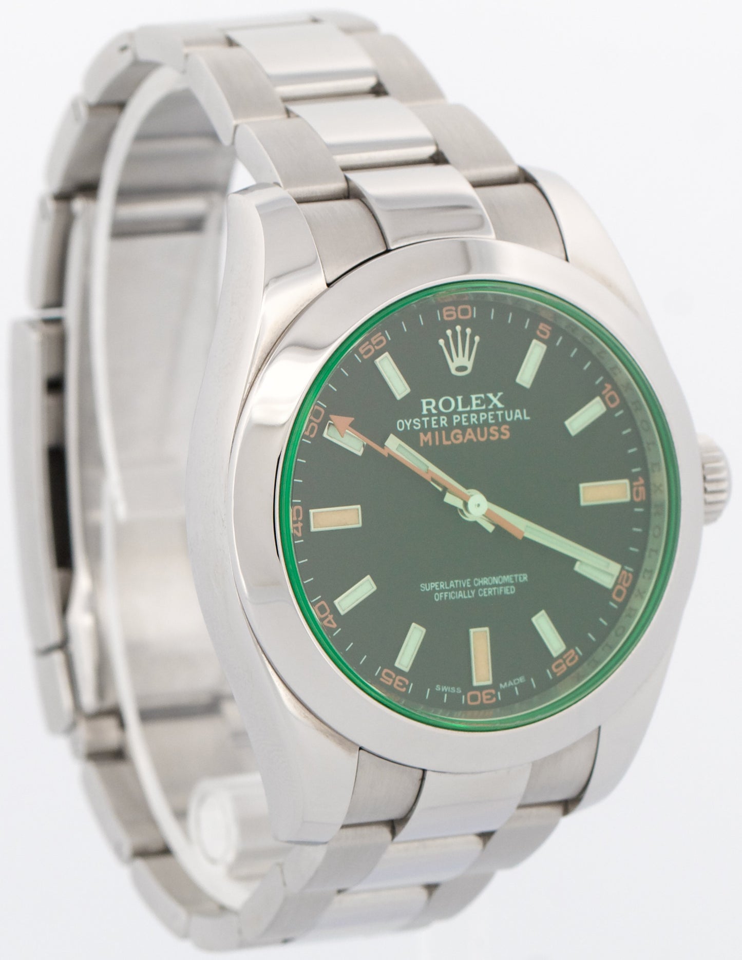 Rolex Milgauss BLACK Orange Stainless Steel 40mm Smooth Oyster 116400 GV BOX