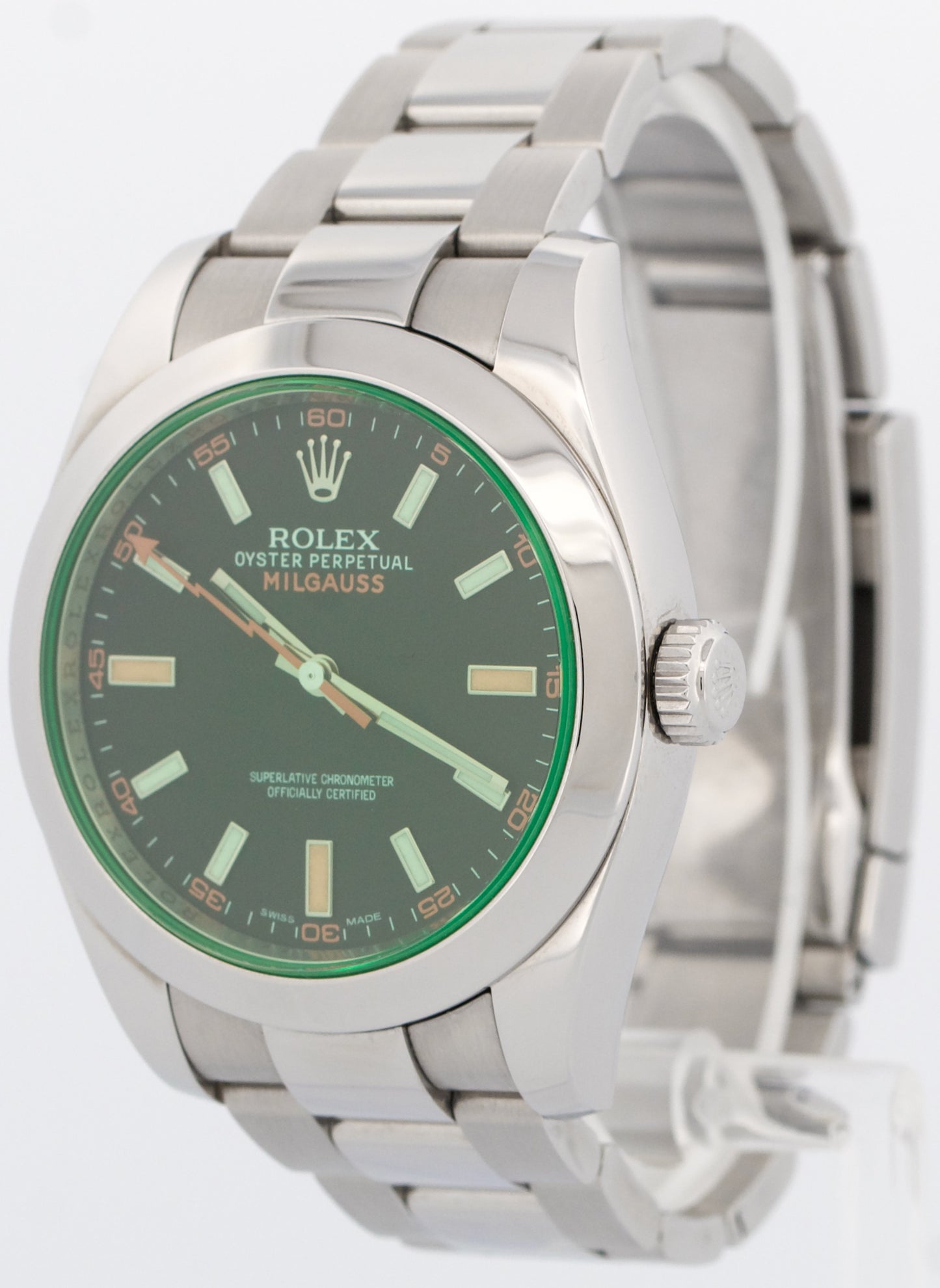 Rolex Milgauss BLACK Orange Stainless Steel 40mm Smooth Oyster 116400 GV BOX