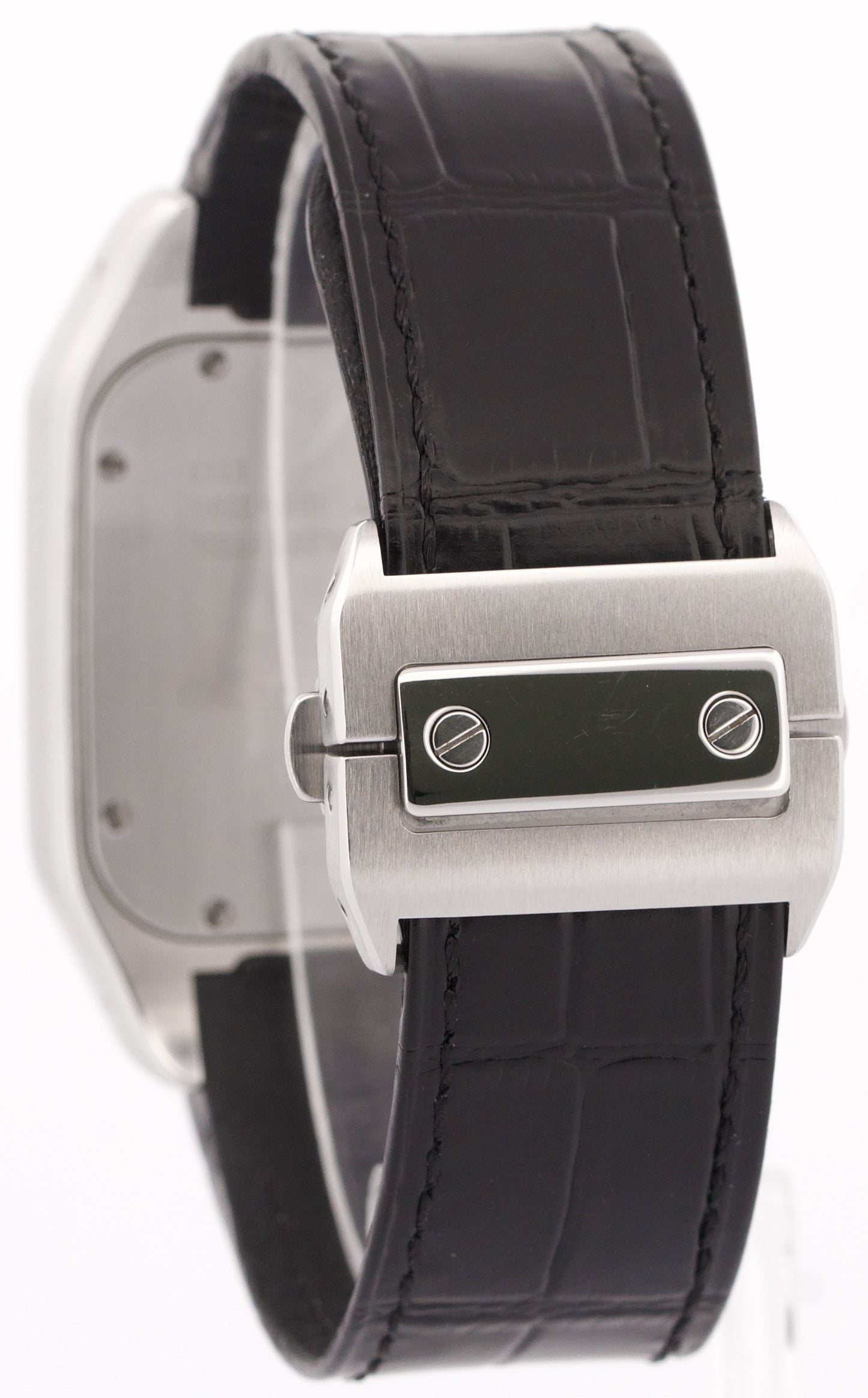 Cartier Santos 100 XL PAVE DIAMOND Stainless Steel Leather 38mm 2656 W20073X8