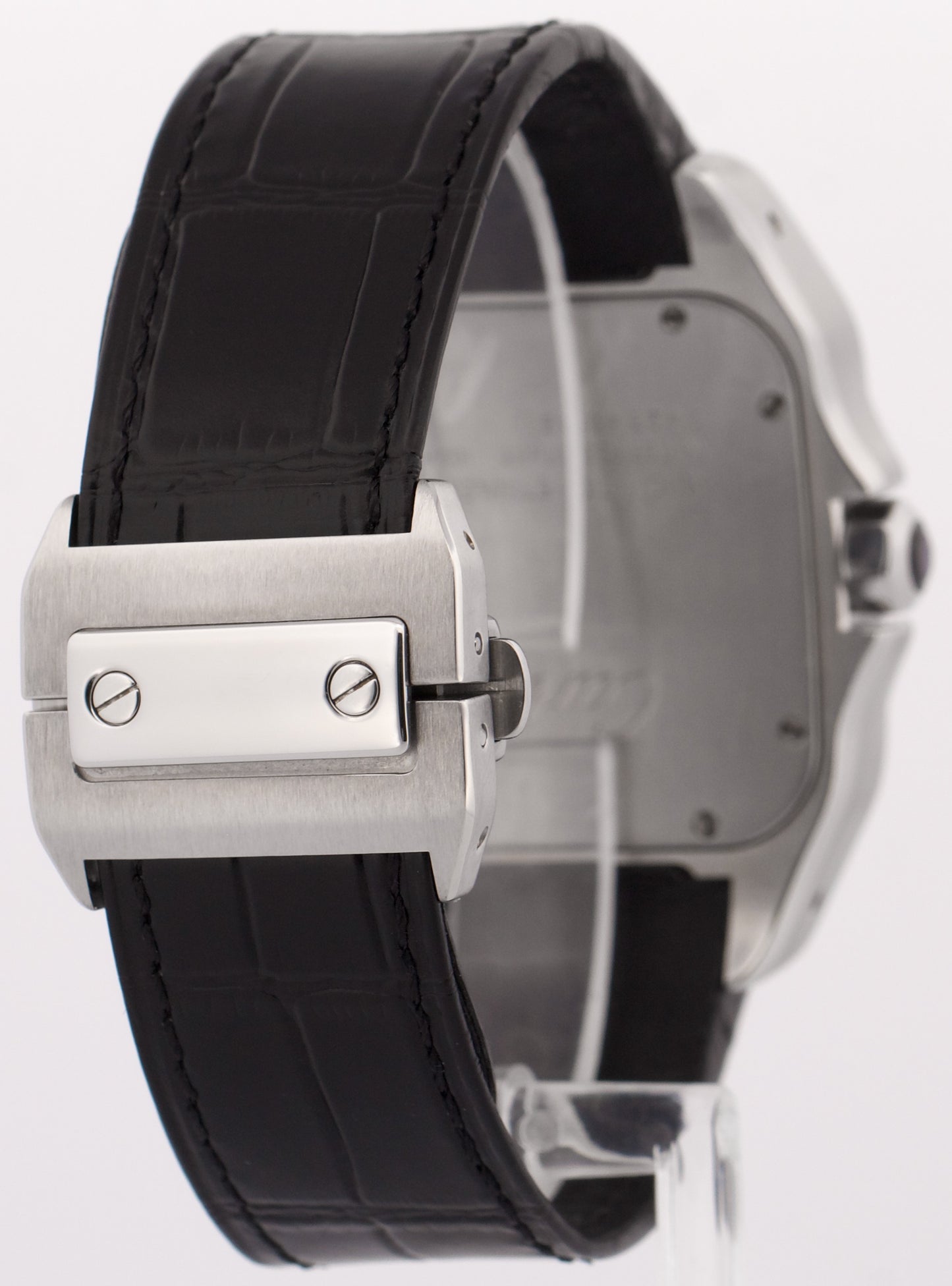 Cartier Santos 100 XL PAVE DIAMOND Stainless Steel Leather 38mm 2656 W20073X8