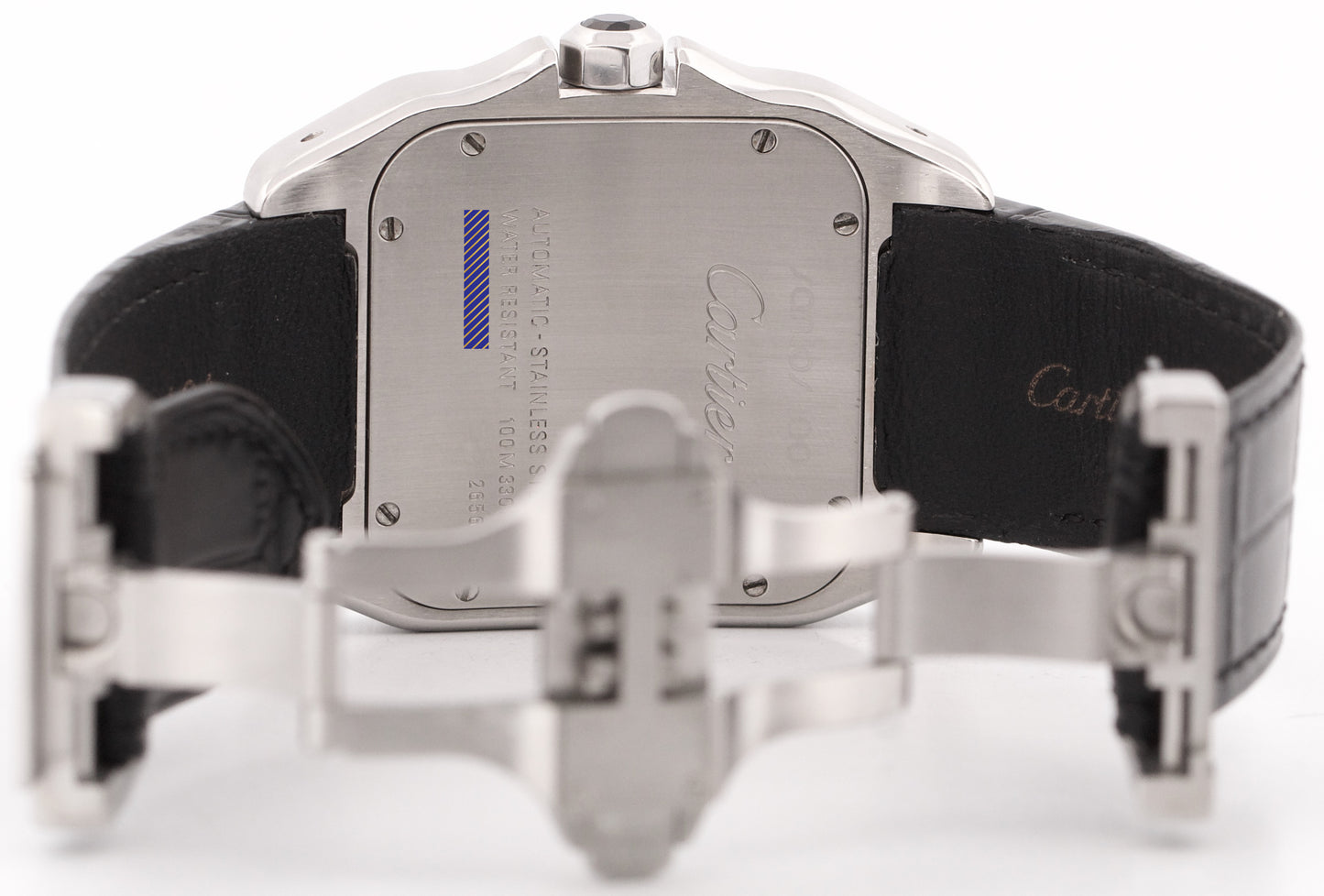 Cartier Santos 100 XL PAVE DIAMOND Stainless Steel Leather 38mm 2656 W20073X8
