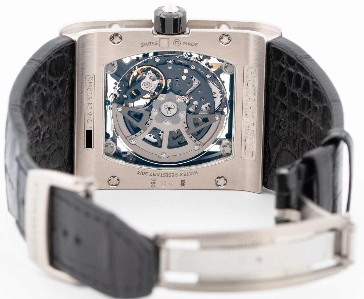 PAPERS Richard Mille Extra Flat 18K White Gold DIAMOND Rubber 50mm RM016 BOX