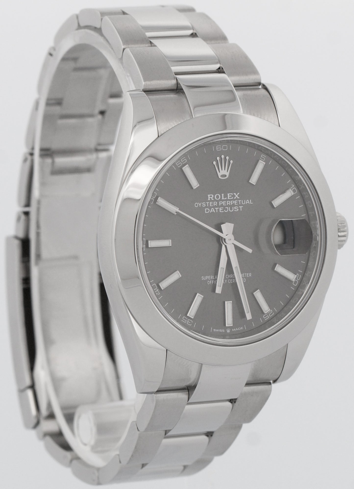 PAPERS Rolex DateJust 41 RHODIUM Stainless Steel Smooth OYSTER 41mm 126300 BOX