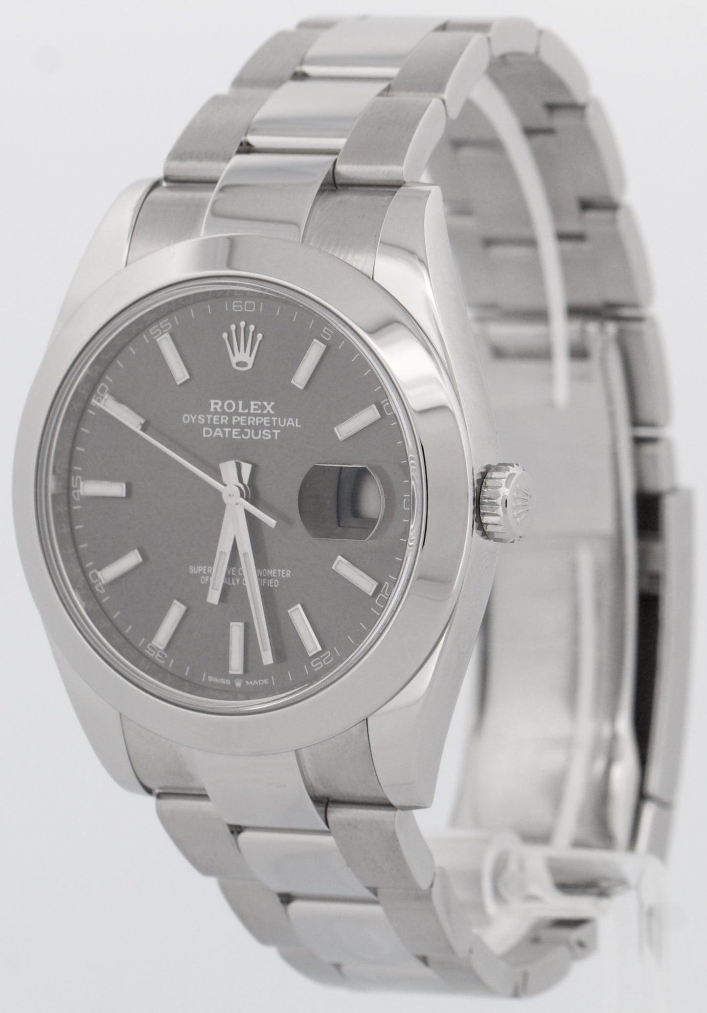 PAPERS Rolex DateJust 41 RHODIUM Stainless Steel Smooth OYSTER 41mm 126300 BOX
