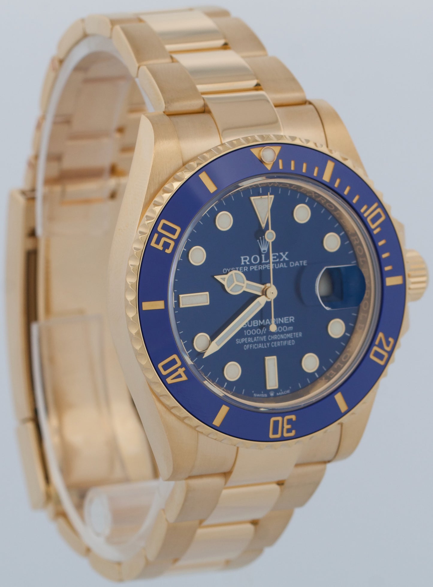 2023 PAPERS Rolex Submariner Date 41mm BLUE 18K Yellow Gold Watch 126618 LB BOX