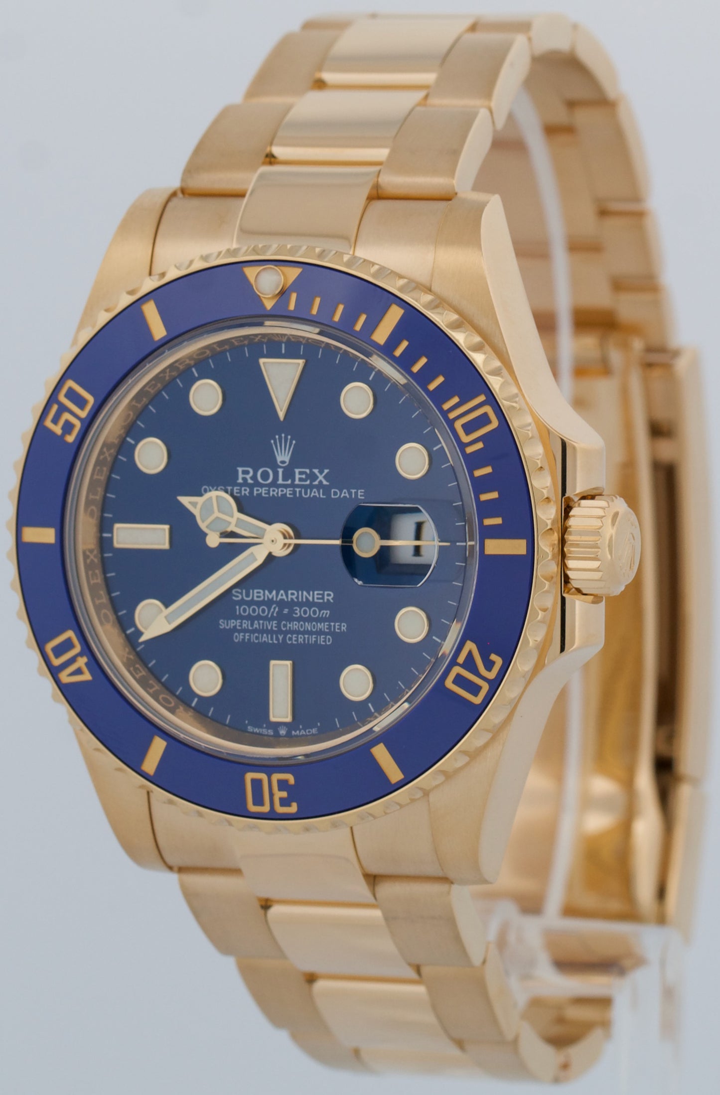 2023 PAPERS Rolex Submariner Date 41mm BLUE 18K Yellow Gold Watch 126618 LB BOX