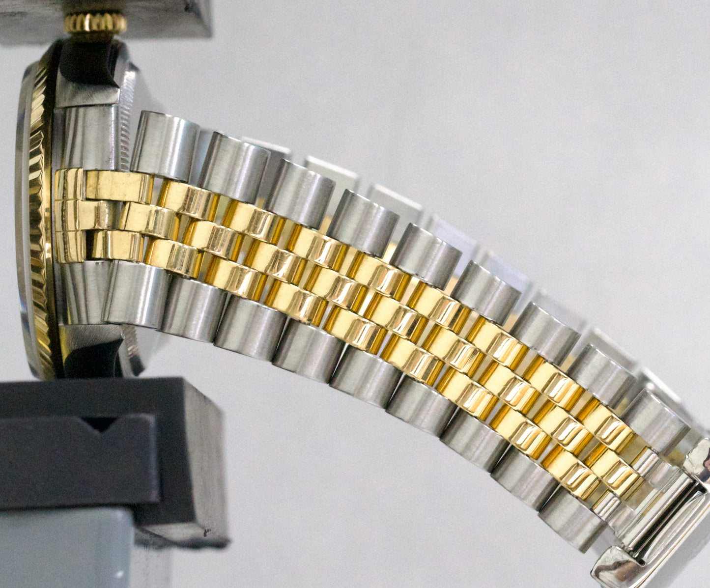 Rolex DateJust 36mm BLACK TAPESTRY 18K Yellow Gold Steel JUBILEE 16233 Watch