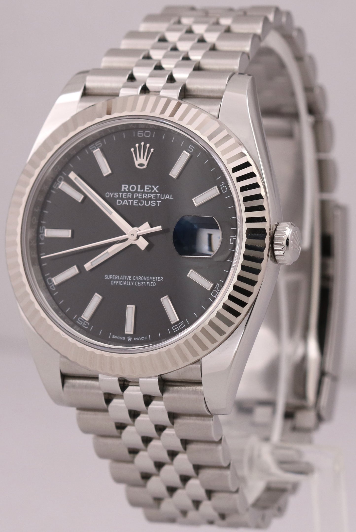 2024 PAPERS Rolex DateJust 41mm BLACK Steel 18K Gold Fluted JUBILEE 126334 BOX