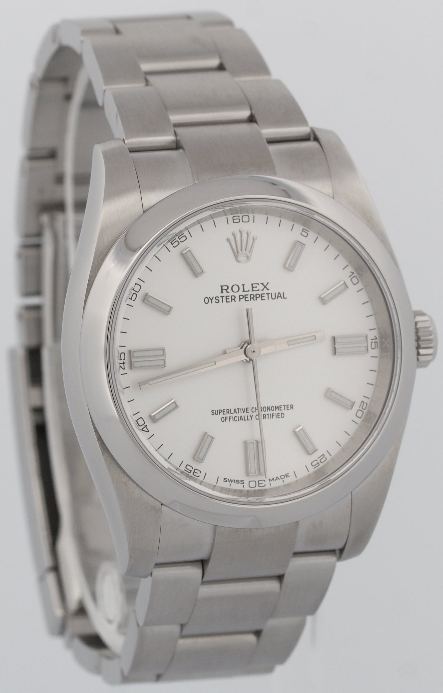 2020 PAPERS Rolex Oyster Perpetual 36mm WHITE Stainless Steel Watch 116000 BOX
