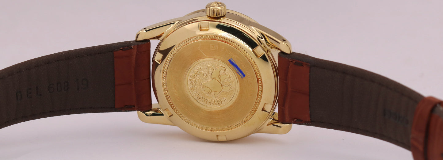 MINT PAPERS Grand Seiko CHAMPAGNE 18K Yellow Gold Leather 35.5mm SBGR002 BOX
