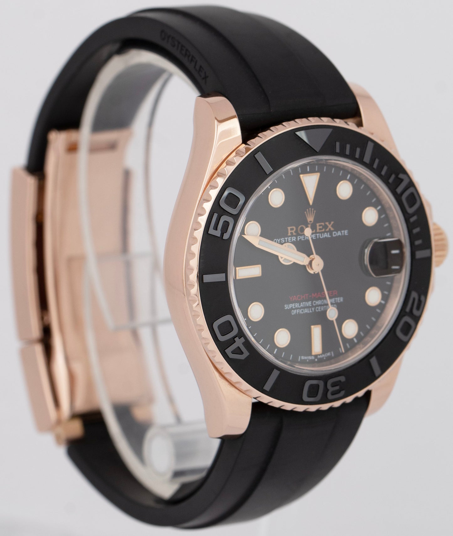Rolex Yacht-Master Black Rose Gold Oysterflex 37mm Automatic Watch 268655 B+P