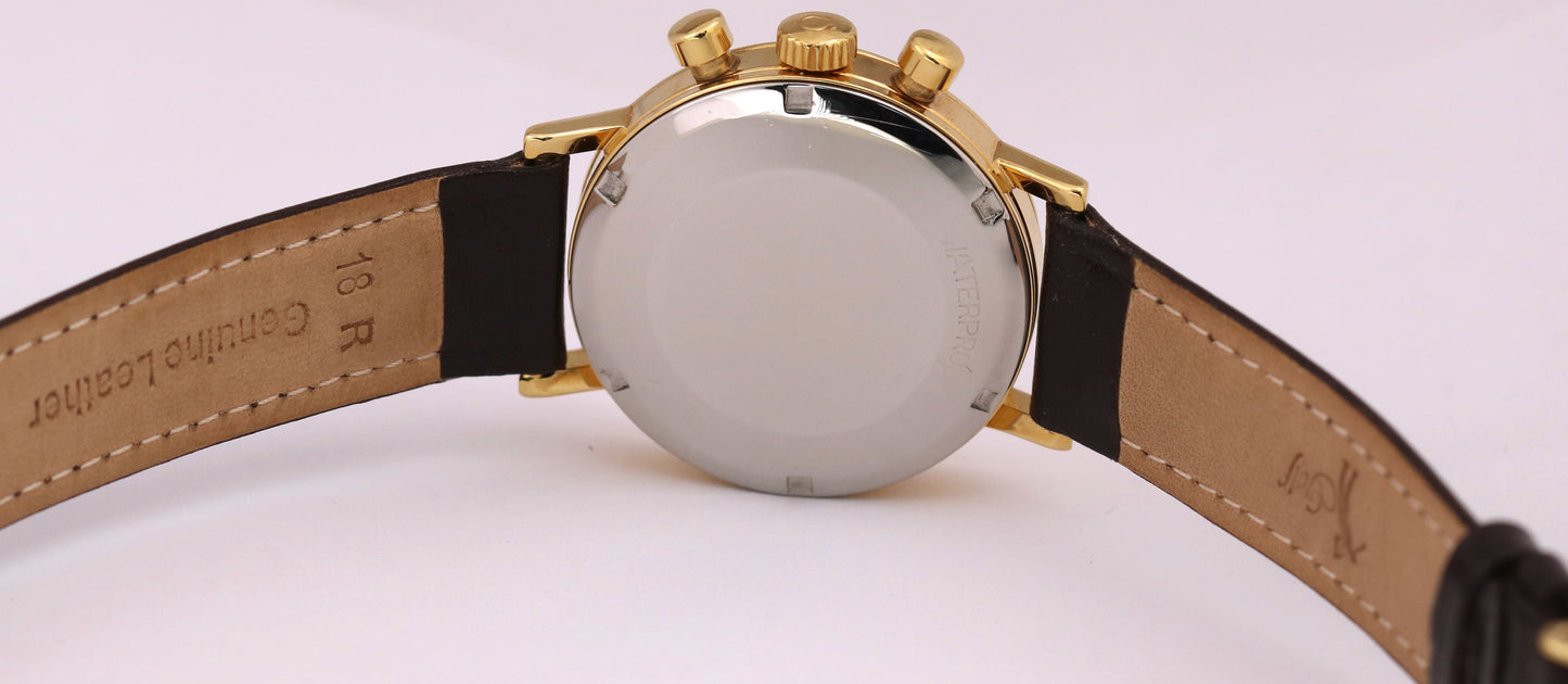 VINTAGE Omega Seamaster Chronograph SILVER 18K Gold Steel 35mm 145.005-67 Watch