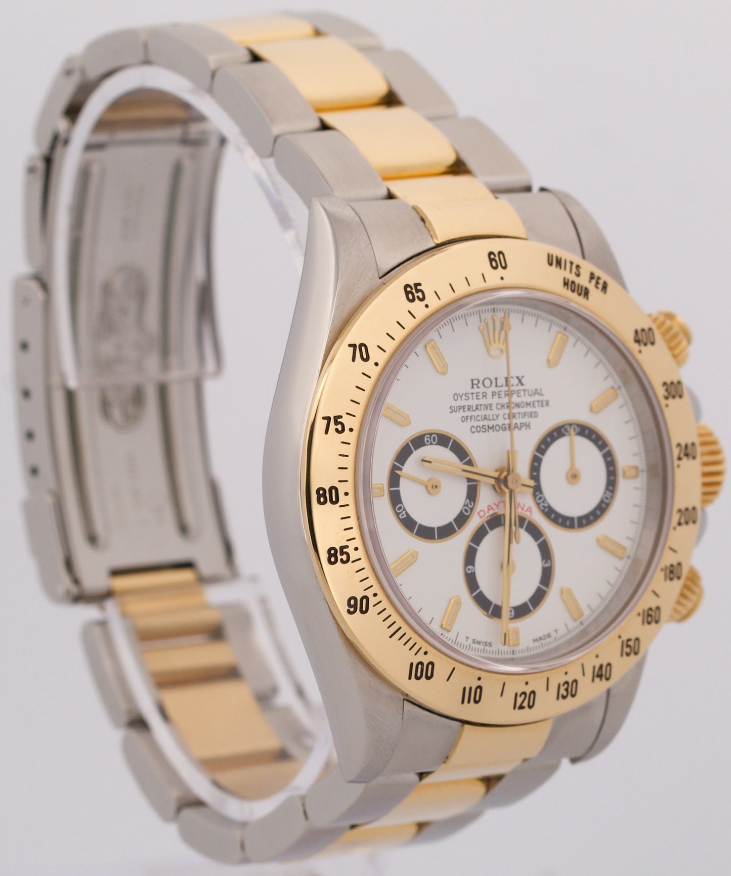 Rolex Daytona Cosmograph ZENITH White 18K Gold Steel INVERTED 6 Watch 16523