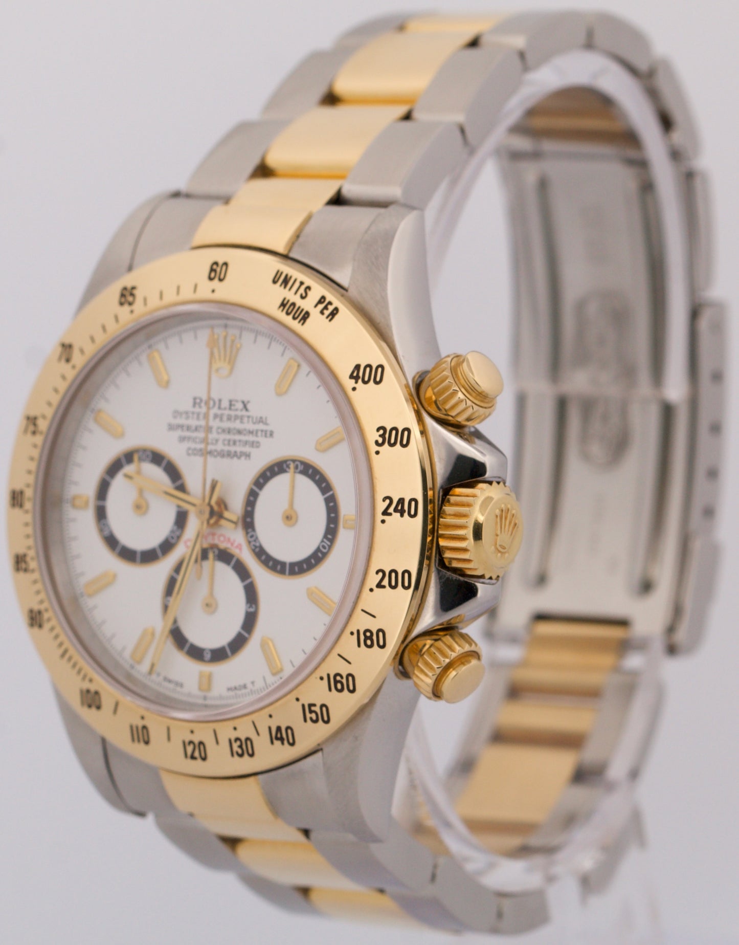 Rolex Daytona Cosmograph ZENITH White 18K Gold Steel INVERTED 6 Watch 16523