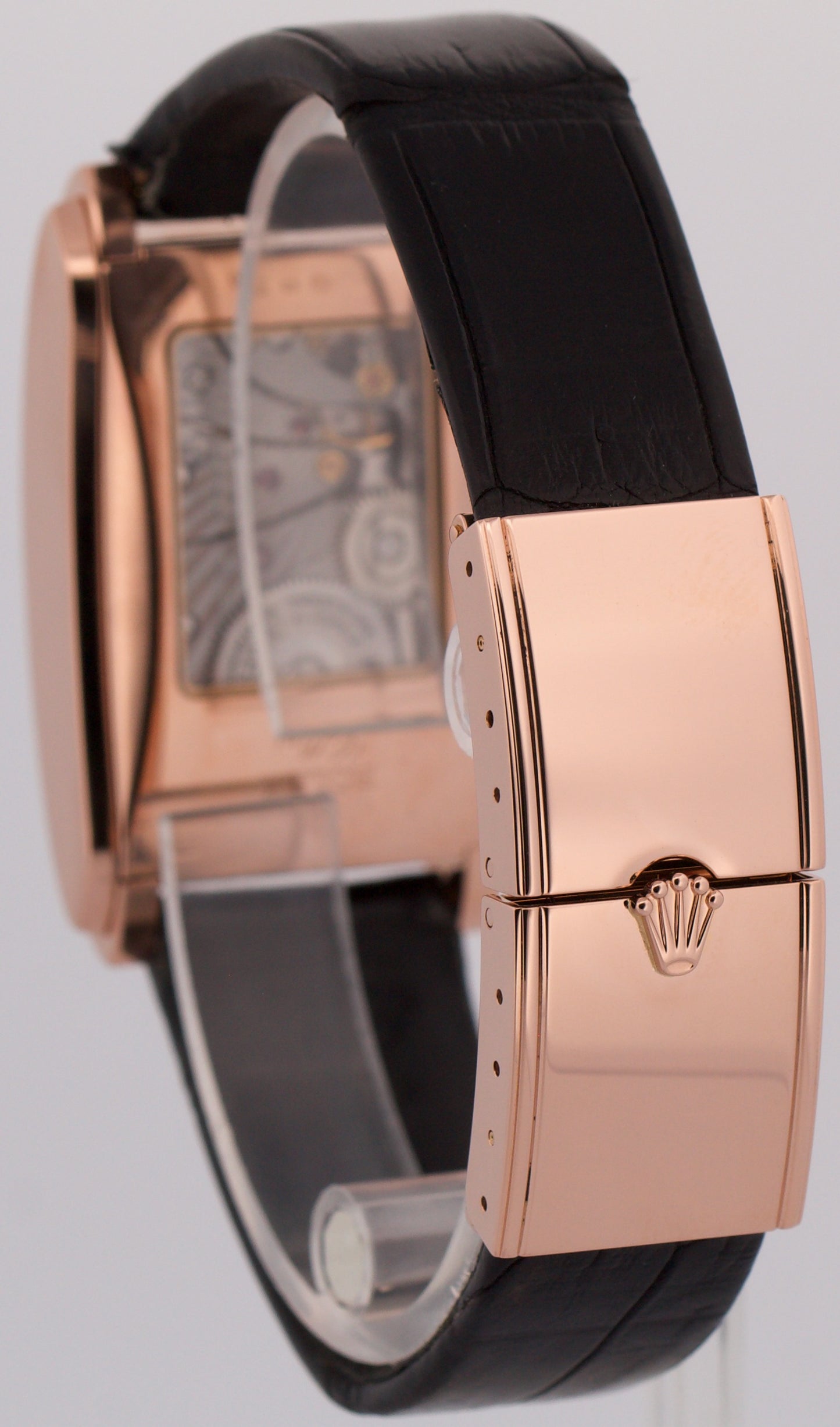 Rolex Cellini Prince 18K Rose Gold BLACK Arabic Leather 35mm x 28mm 5442/5