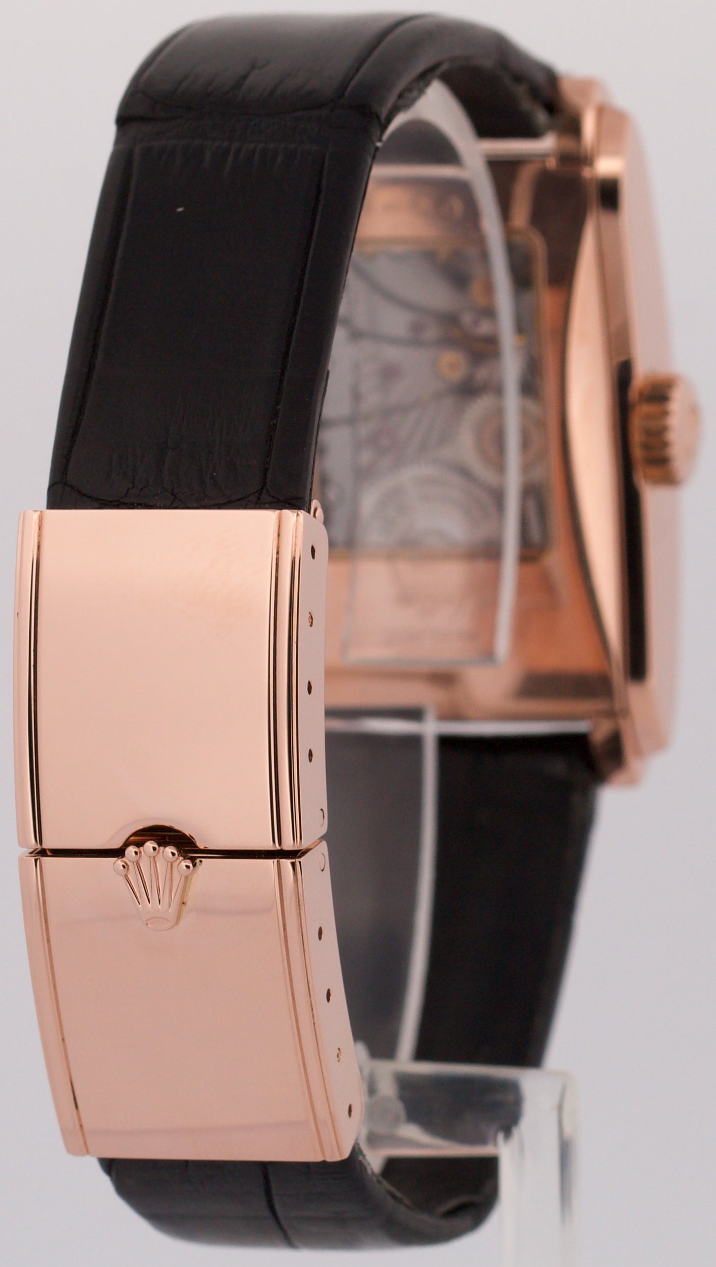 Rolex Cellini Prince 18K Rose Gold BLACK Arabic Leather 35mm x 28mm 5442/5