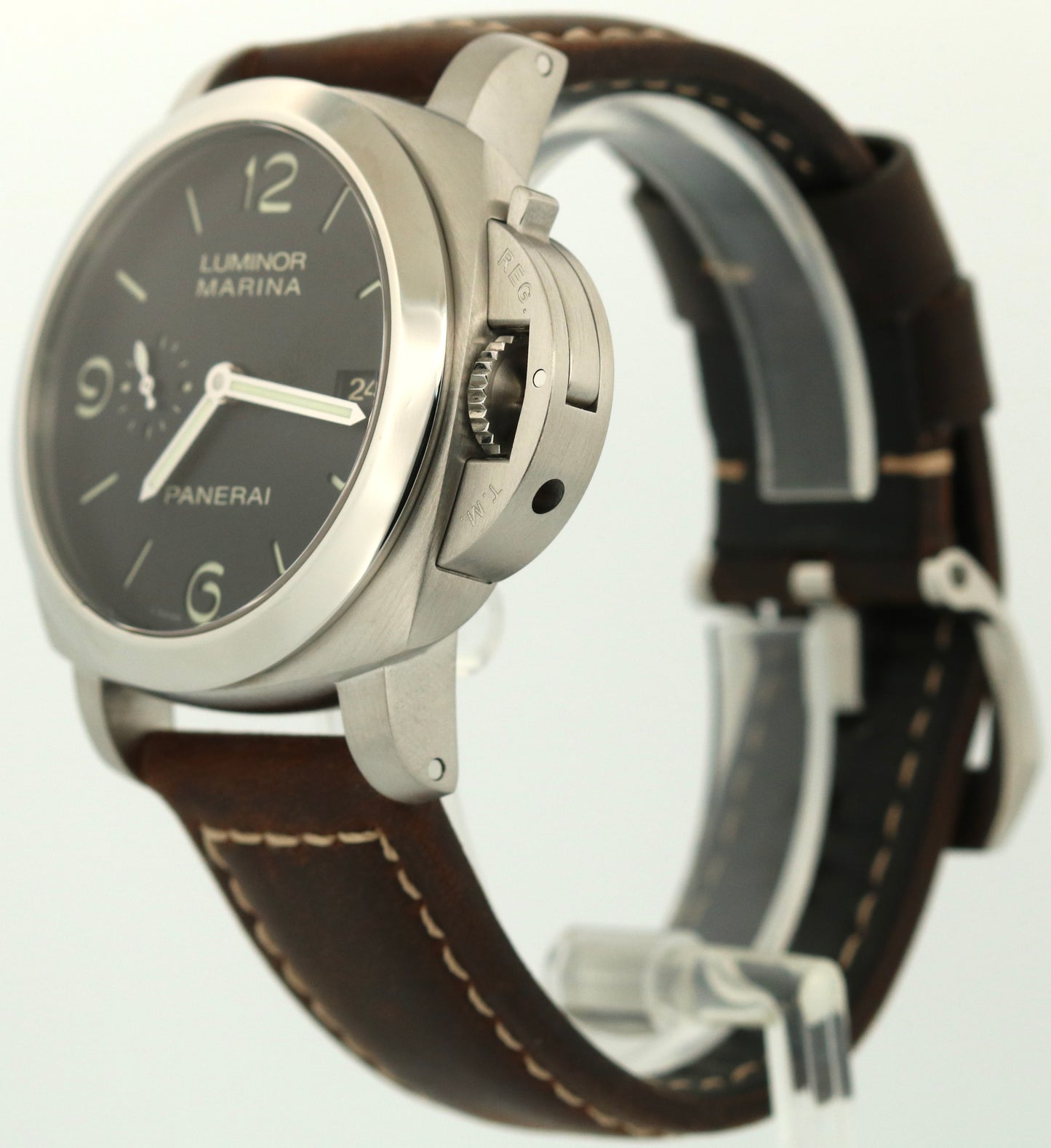MINT Panerai Luminor Marina 1950 BLACK Stainless Steel Leather 44mm PAM00312