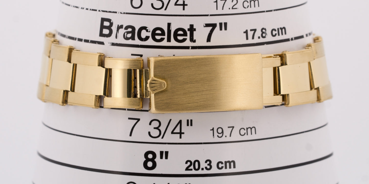 Rolex Oyster Perpetual Date 34mm SILVER 18K Yellow Gold FLUTED Watch 15238