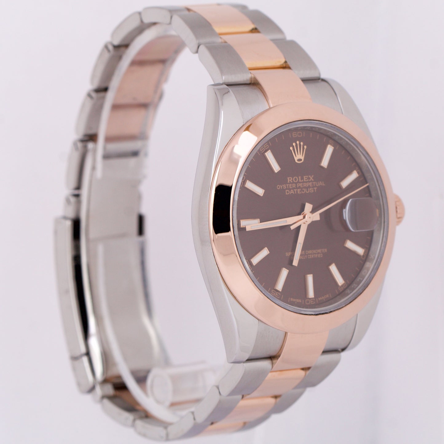 2020 PAPERS Rolex DateJust 41mm CHOCOLATE 18K Everose Steel 126301 Watch B+P