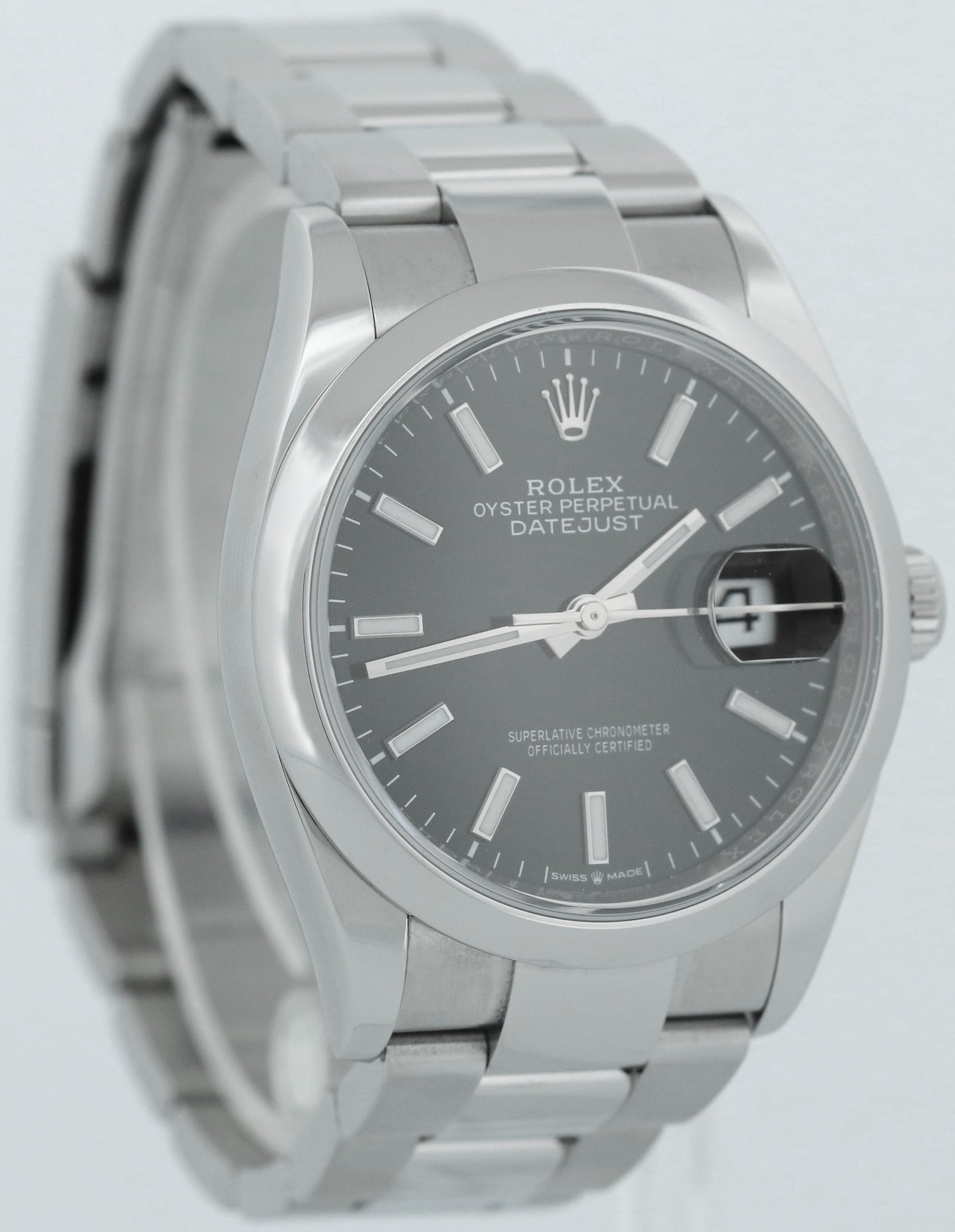 MINT NEW PAPERS Rolex DateJust BLACK 36mm Steel OYSTER Smooth Watch 126200 BOX