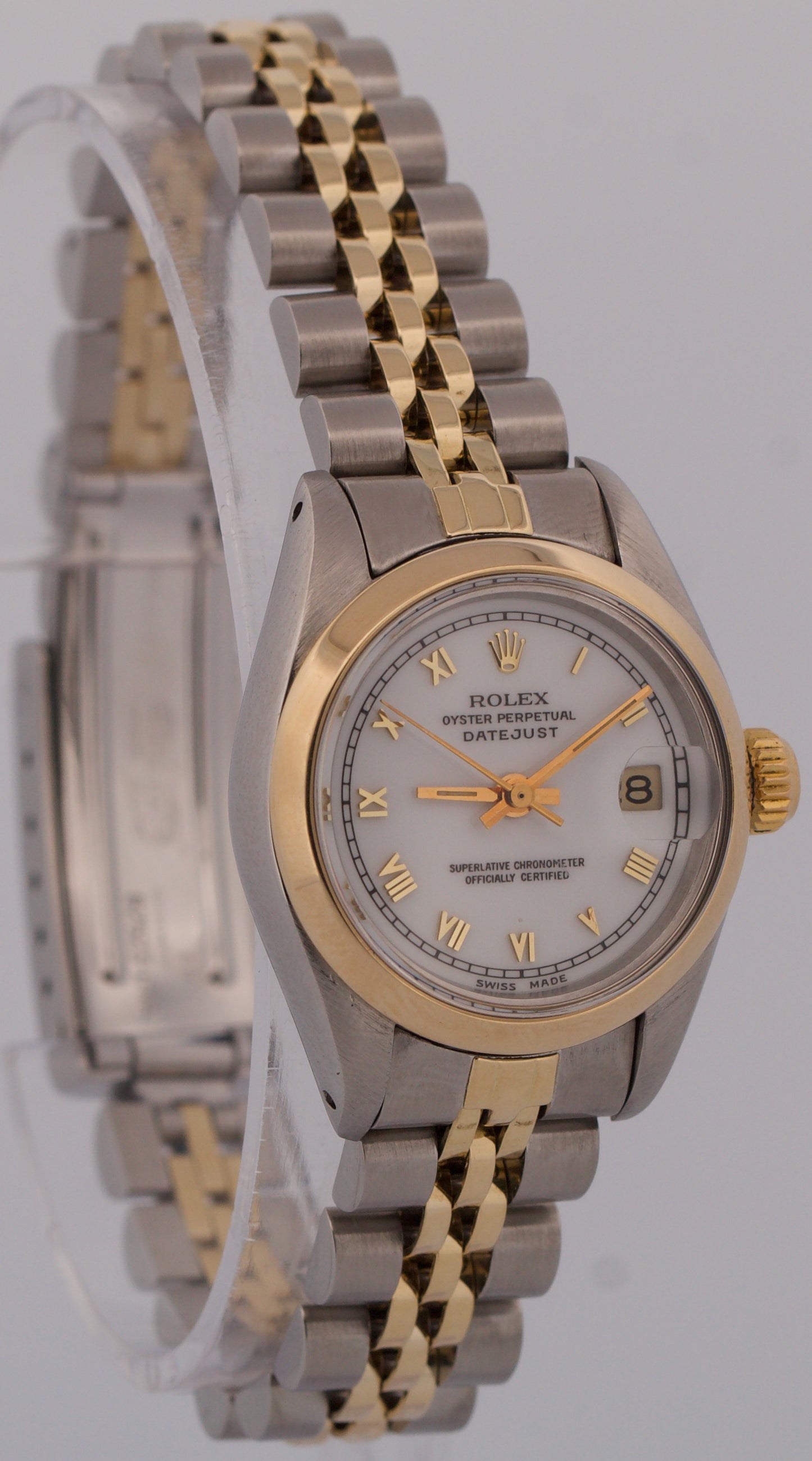 PAPERS Rolex DateJust 26mm WHITE ROMAN Two-Tone 18K JUBILEE Steel 69163 BOX