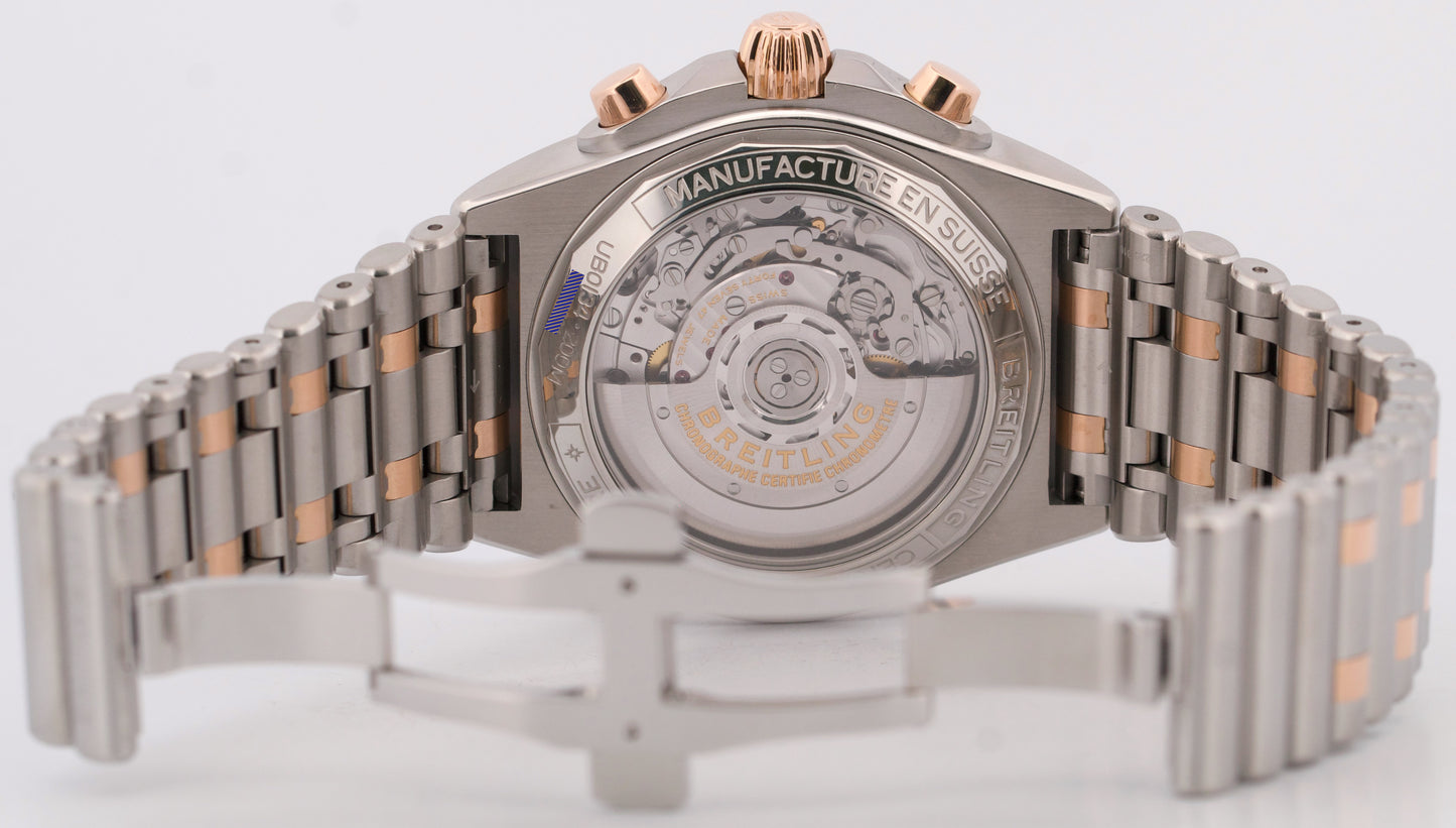 PAPERS Breitling Chronomat B01 42mm GRAY Two-Tone Gold Steel Watch UB0134 BOX