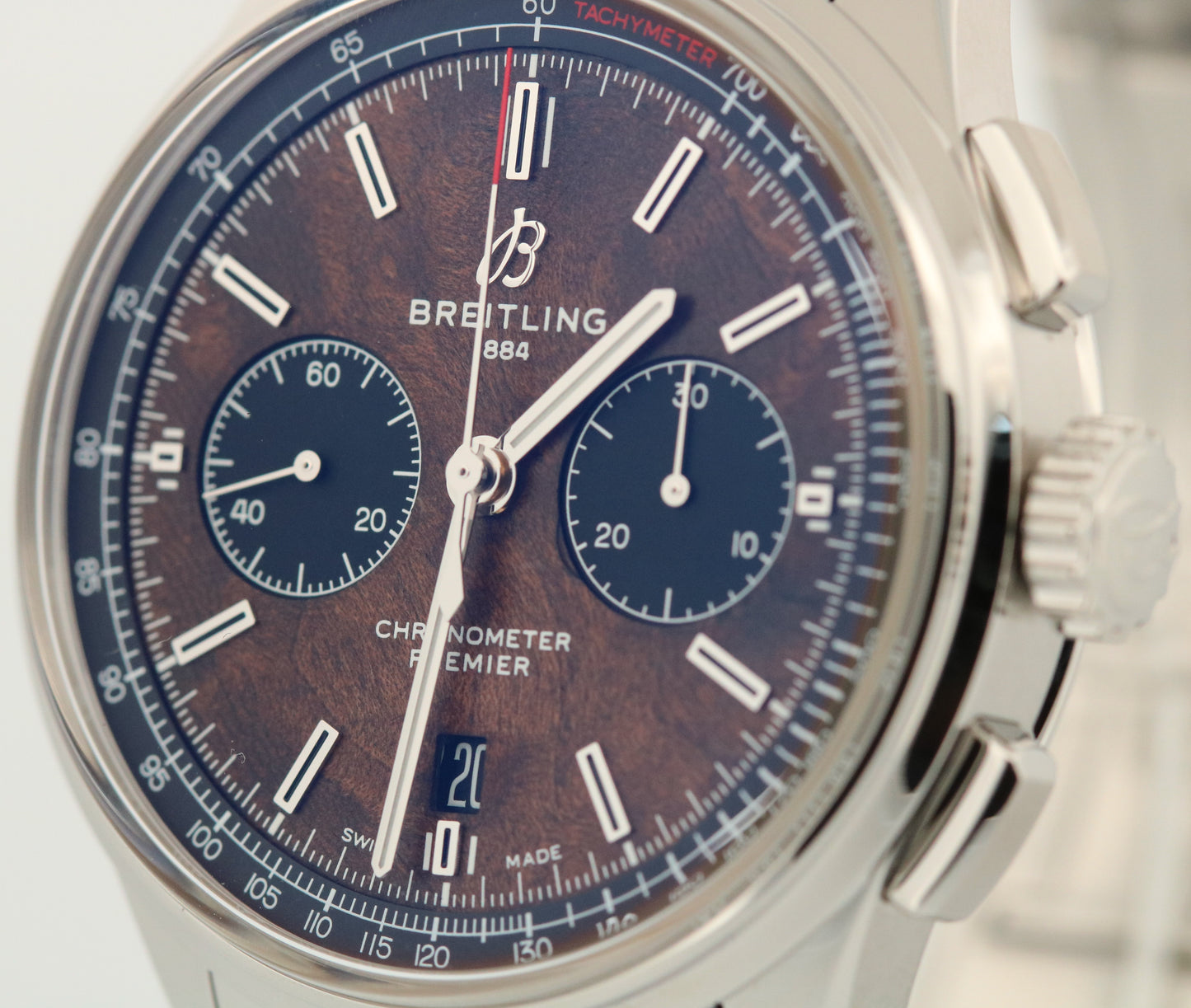 MINT Breitling Premier B01 BENTLEY 42mm Stainless Steel BROWN Date Watch AB0118