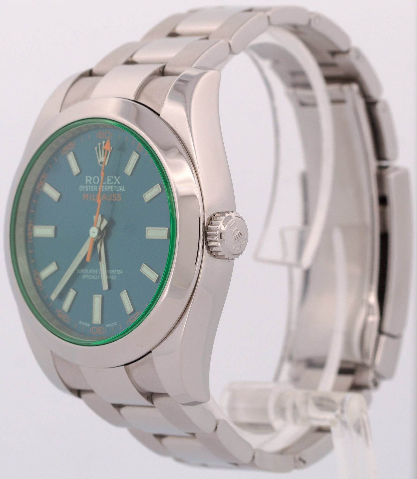 PAPERS Rolex Milgauss Z-Blue Green 40mm Stainless Steel Watch 116400 GV BOX