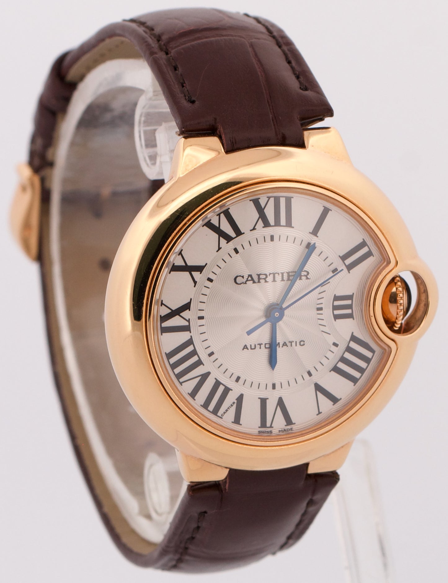 Ladies Cartier Ballon Bleu 18K Rose Gold 33mm Leather Automatic 3682 W6920097