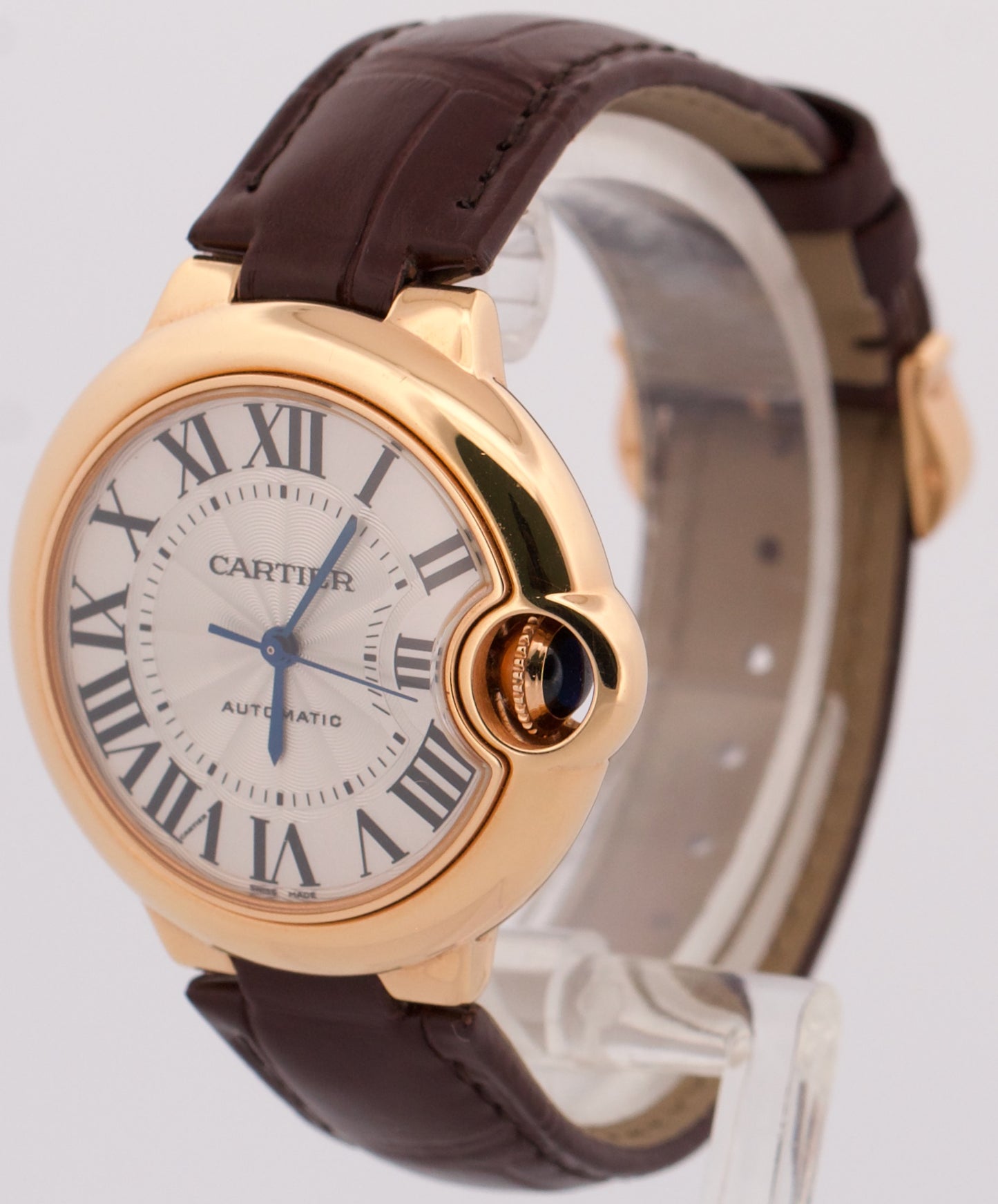 Ladies Cartier Ballon Bleu 18K Rose Gold 33mm Leather Automatic 3682 W6920097