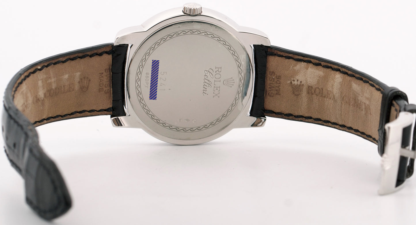 2011 PAPERS Men's Rolex Cellini Cellinium BLACK 38mm PLATINUM Watch 5241 BOX
