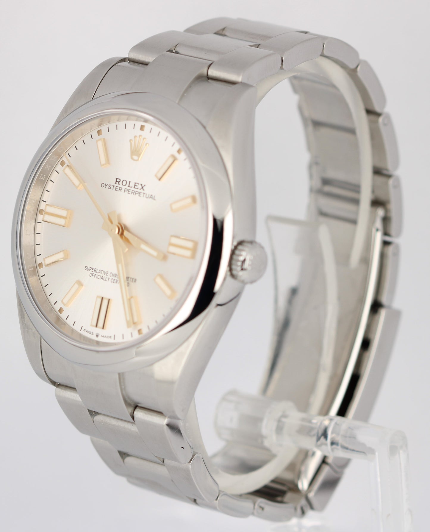 MINT 2022 PAPERS Rolex Oyster Perpetual SILVER Stainless Steel 41mm 124300 BOX