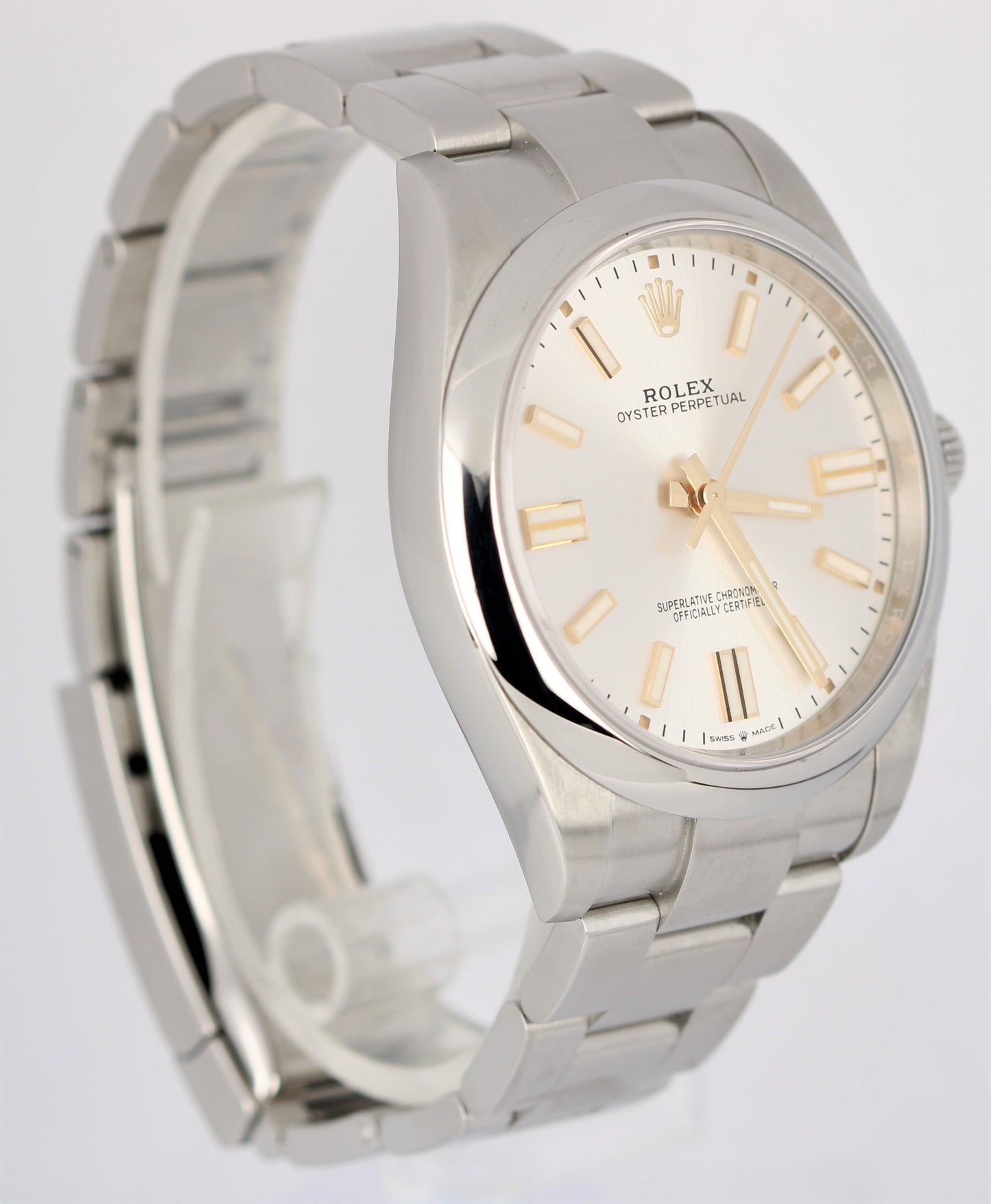 MINT 2022 PAPERS Rolex Oyster Perpetual SILVER Stainless Steel 41mm 124300 BOX