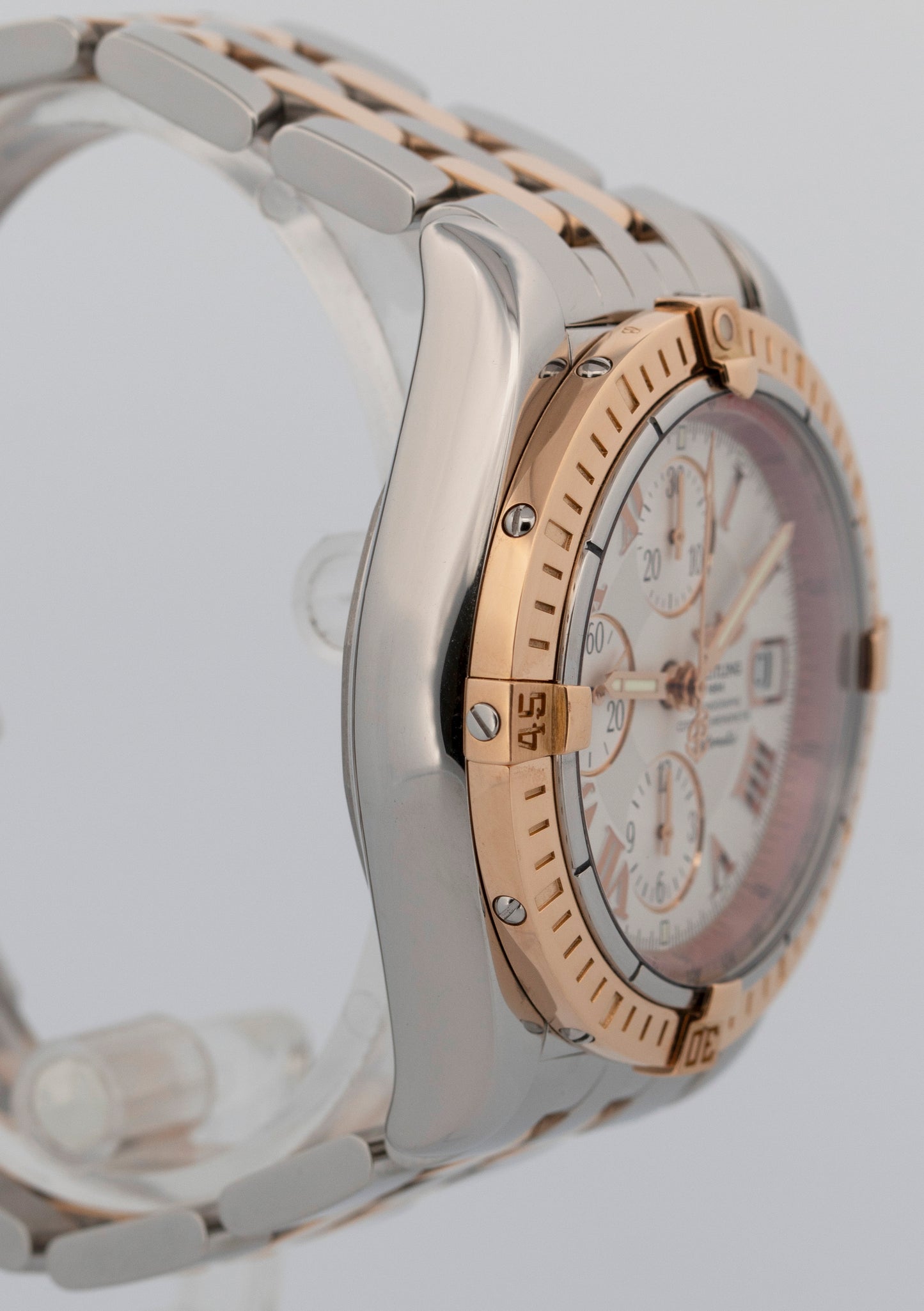 PAPERS Breitling Chronomat Evolution 43mm Two-Tone Rose Gold Watch C13356 BOX