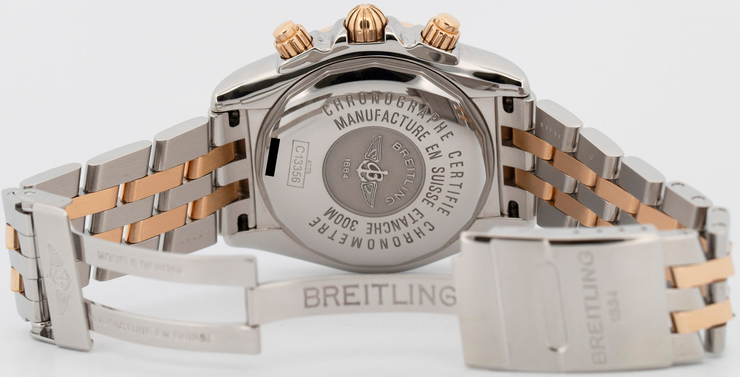 PAPERS Breitling Chronomat Evolution 43mm Two-Tone Rose Gold Watch C13356 BOX