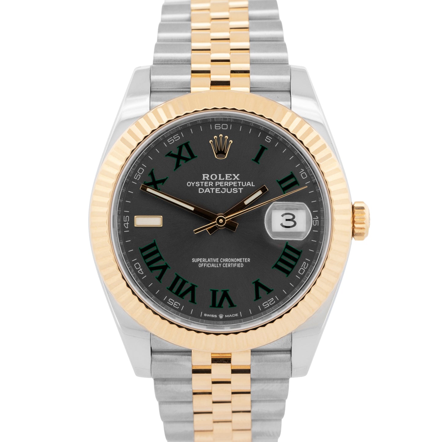 PAPERS Rolex DateJust 41mm WIMBLEDON Two-Tone 18K Gold JUBILEE Fluted 126333 BOX