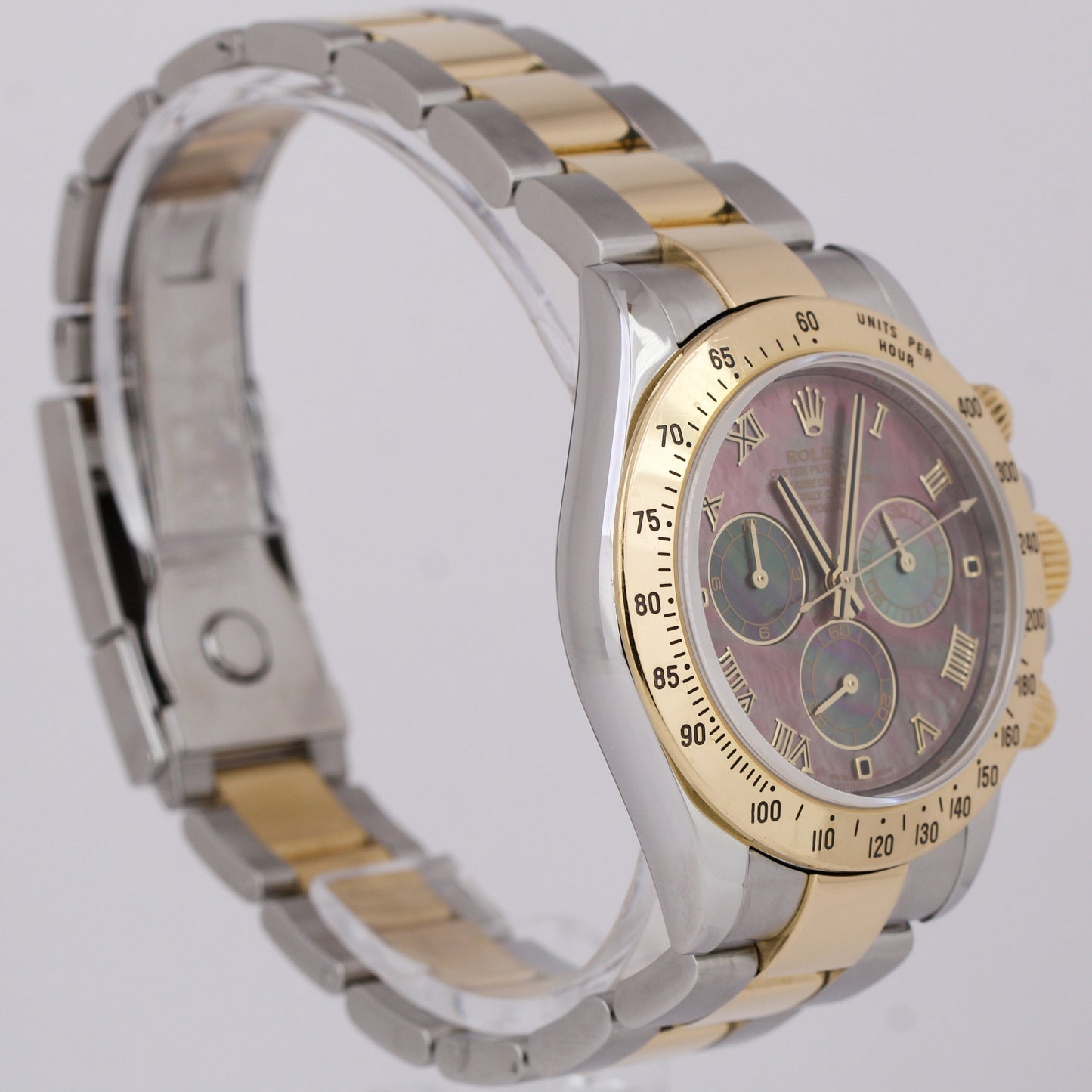 Rolex Daytona Cosmograph 40mm DARK MOTHER OF PEARL 18K Gold Steel REHAUT 116523